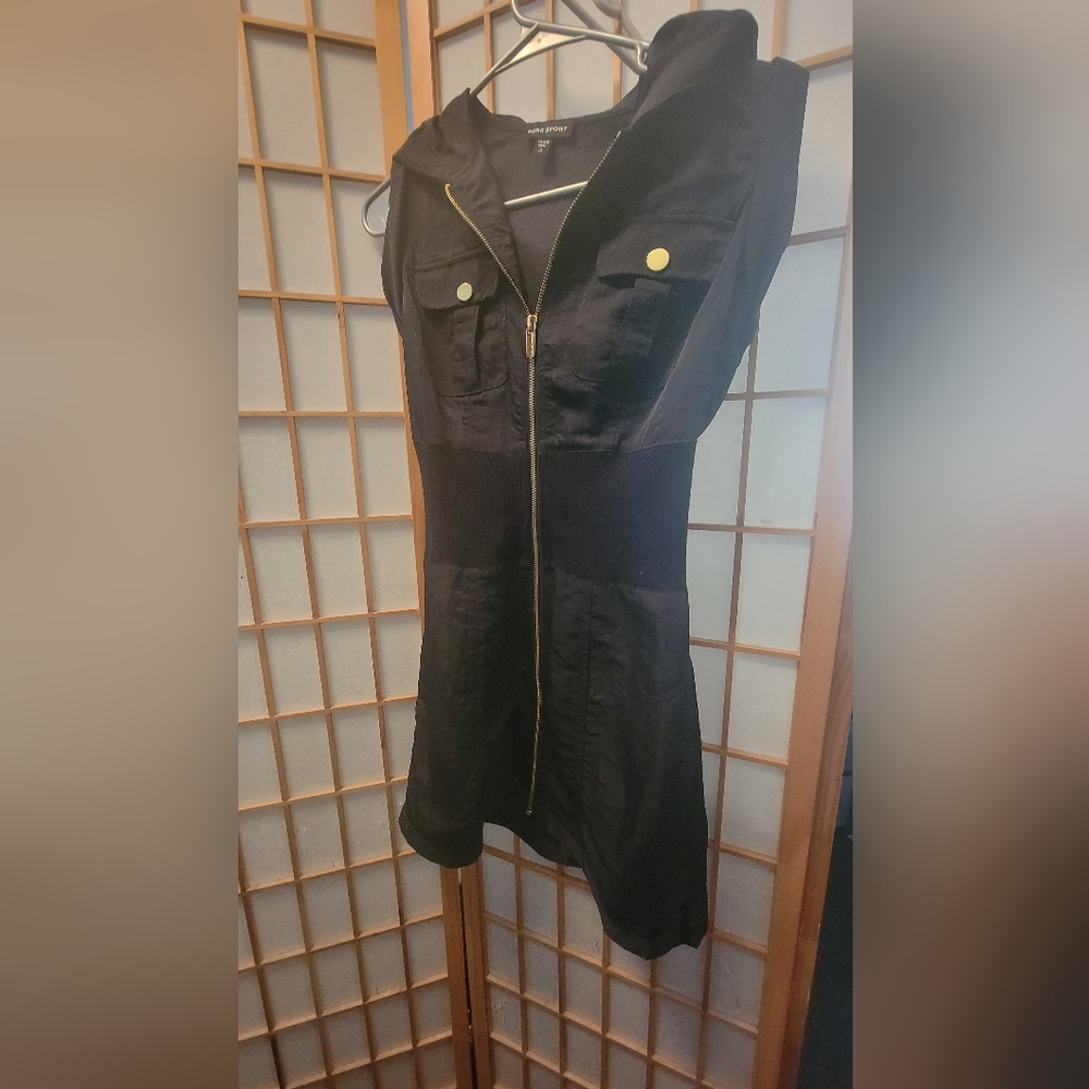 Bebe sport XS zip-up mini dress with hood and pockets